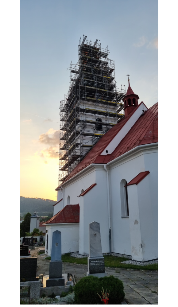 Oprava věže Kostela sv. Jana Křtitele v Palkovicích
